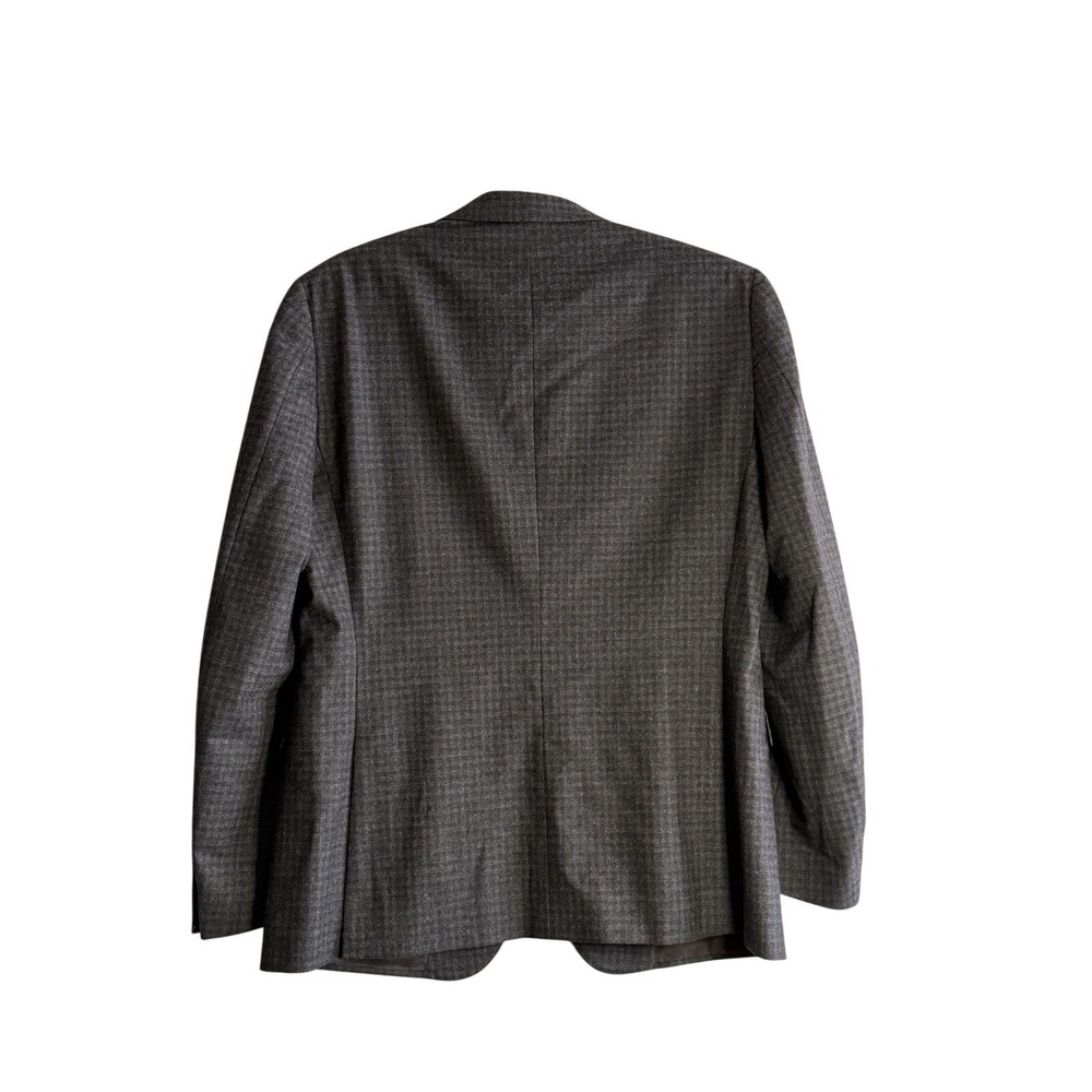 Z Zegna 54R 44R Gray Micro Check Blazer Italian Wool Blend Cut Tag Drop 8 - Picture 2 of 14